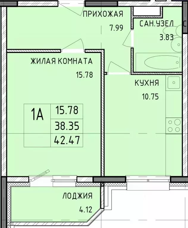 1-к кв. Тульская область, Тула Юго-Восточный мкр, 10 (42.47 м) - Фото 0