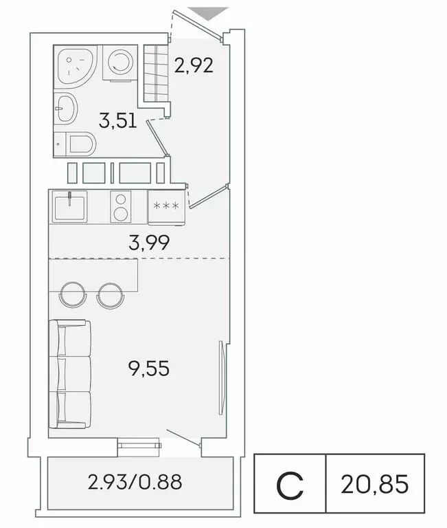Квартира-студия: Мурино, Графская улица, 6к1 (20.1 м) - Фото 0