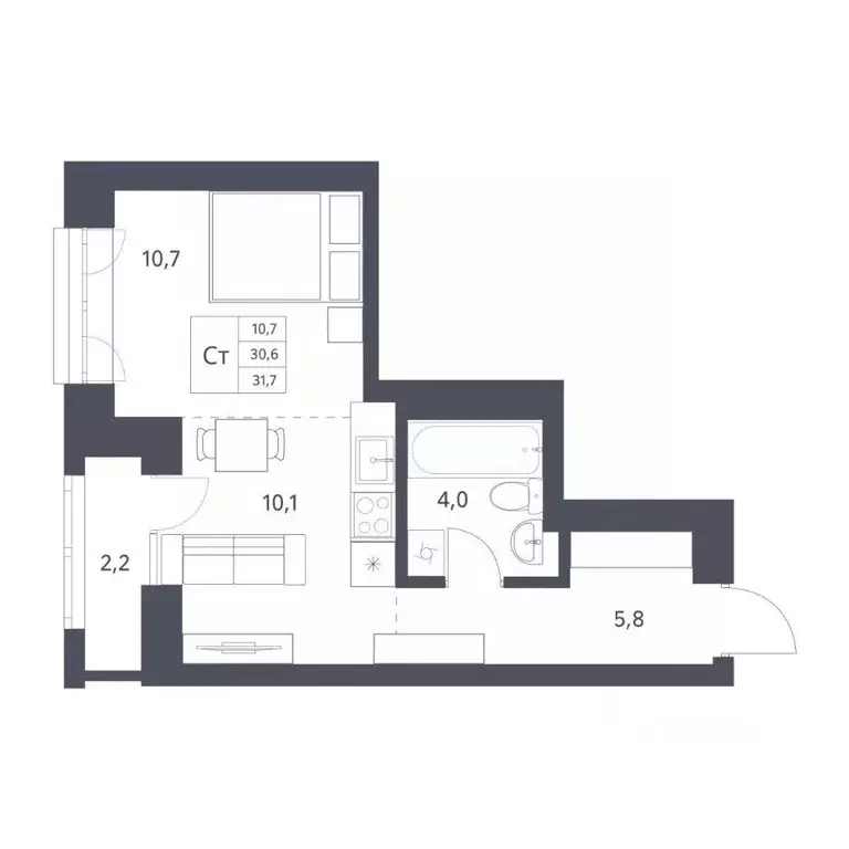 Студия Новосибирская область, Новосибирск Красный просп., 236 (30.6 м) - Фото 1