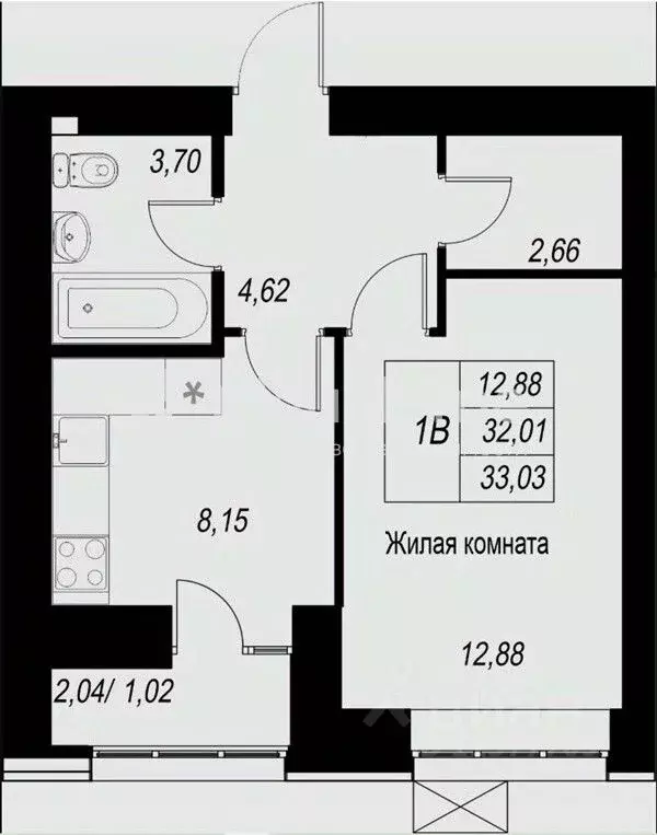 1-к кв. Татарстан, Казань ул. Михаила Миля, 11 (32.1 м) - Фото 2