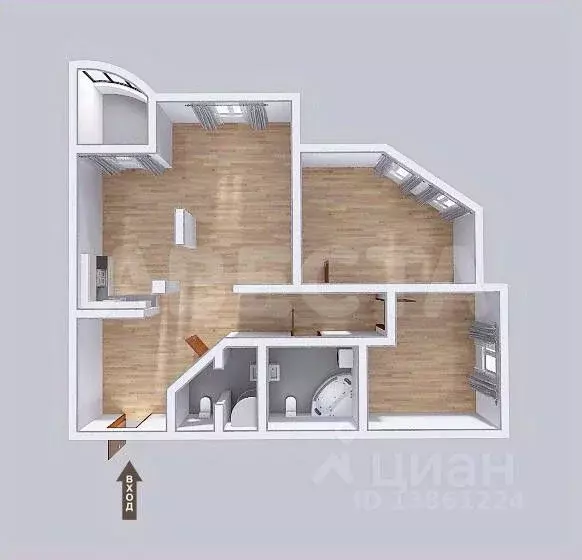 3-к кв. Омская область, Омск Заозерная ул., 27 (109.6 м) - Фото 2