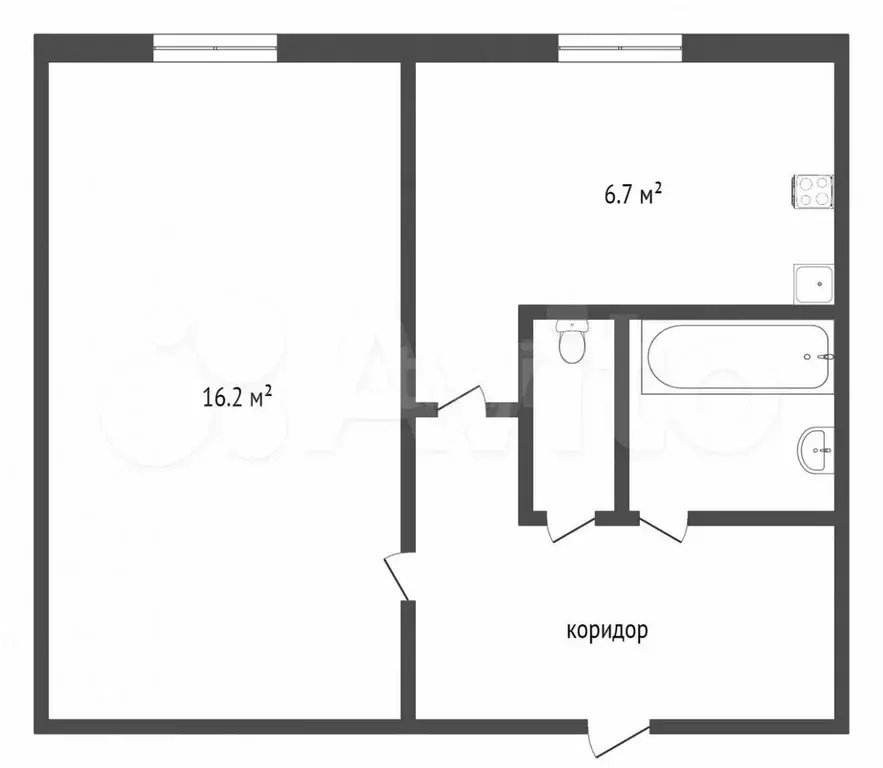 1-к. квартира, 30 м, 2/4 эт. - Фото 0