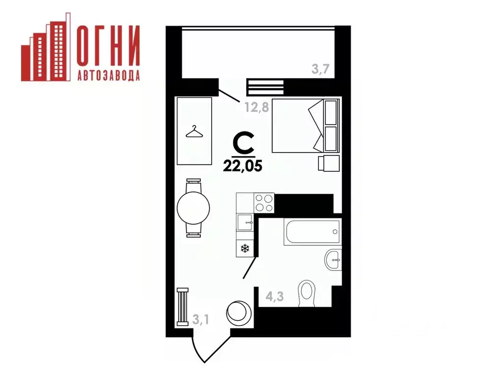Студия Нижегородская область, Нижний Новгород Коломенская ул., 8к4 ... - Фото 0