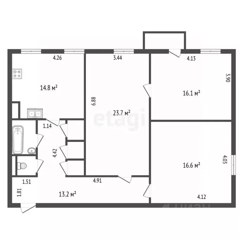 3-к кв. Санкт-Петербург 3-я Красноармейская ул., 2/31 (93.3 м) - Фото 2