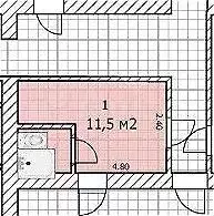 Апартаменты-студия, 11,5 м, 1/5 эт. - Фото 0