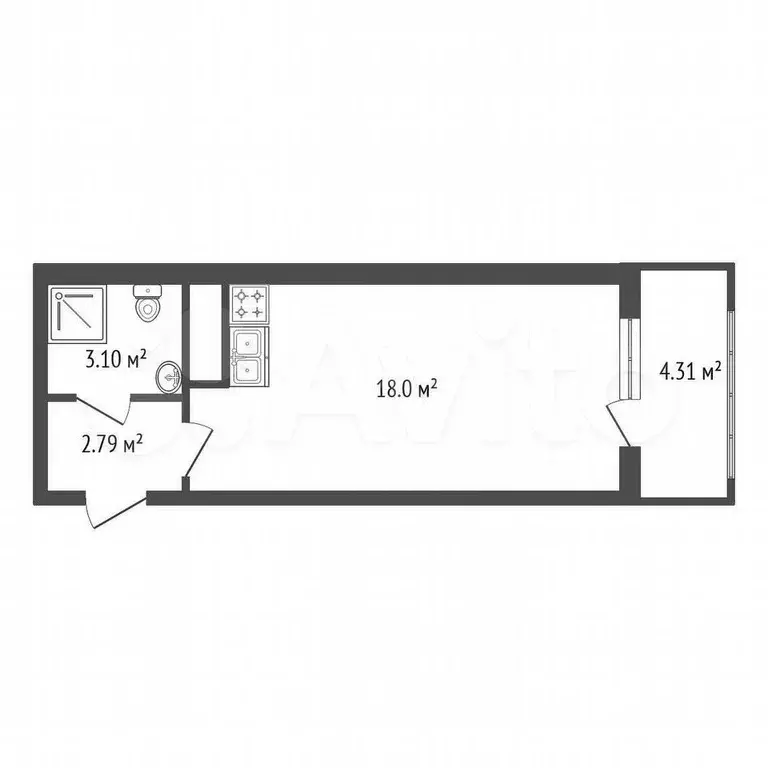 Квартира-студия, 23,9 м, 5/23 эт. - Фото 0