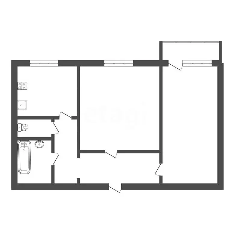 2-комнатная квартира: Тула, Пролетарская улица, 26 (51 м) - Фото 1