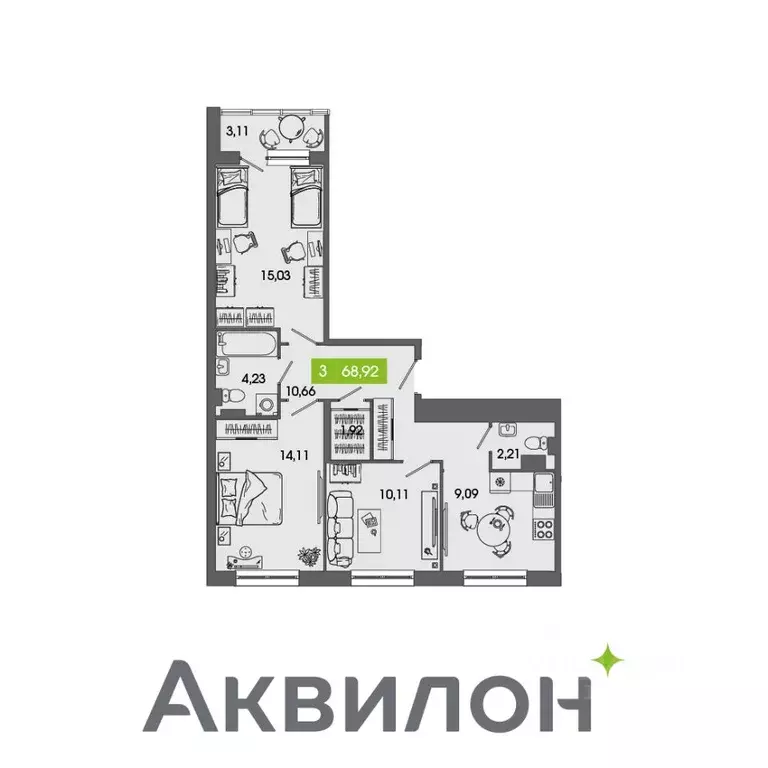 3-к кв. Архангельская область, Северодвинск Аквилон Севен жилой ... - Фото 0