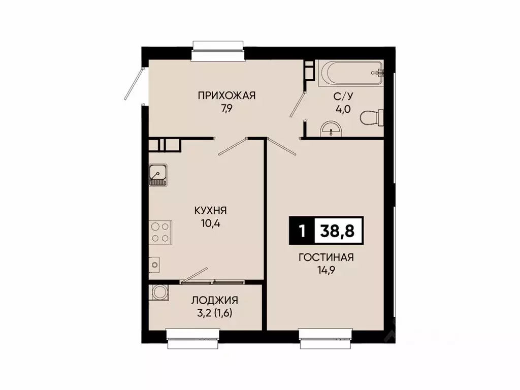 1-к кв. Ставропольский край, Кисловодск городской округ, пос. ... - Фото 2