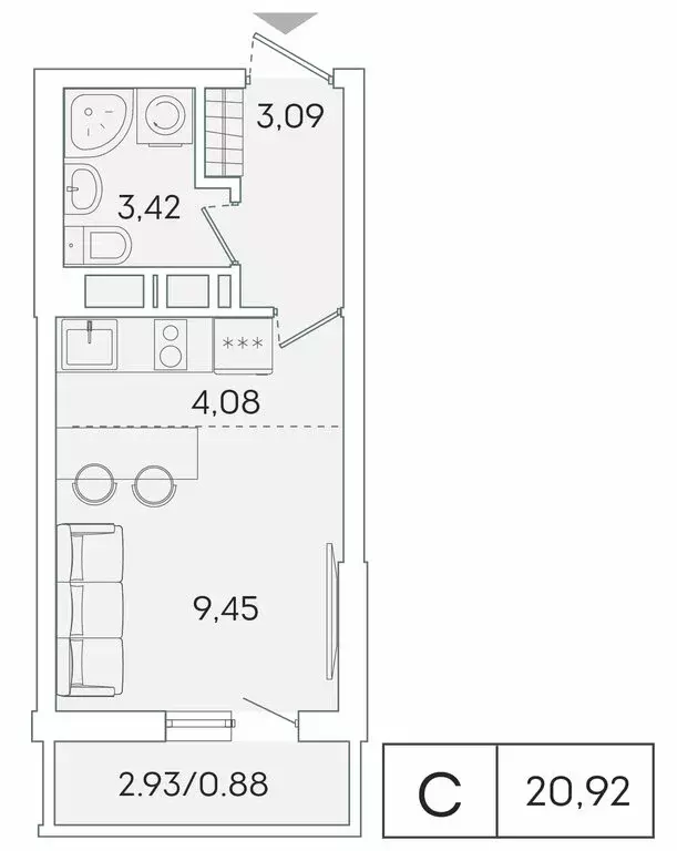 Квартира-студия: Мурино, Екатерининская улица, 11 (20 м) - Фото 0