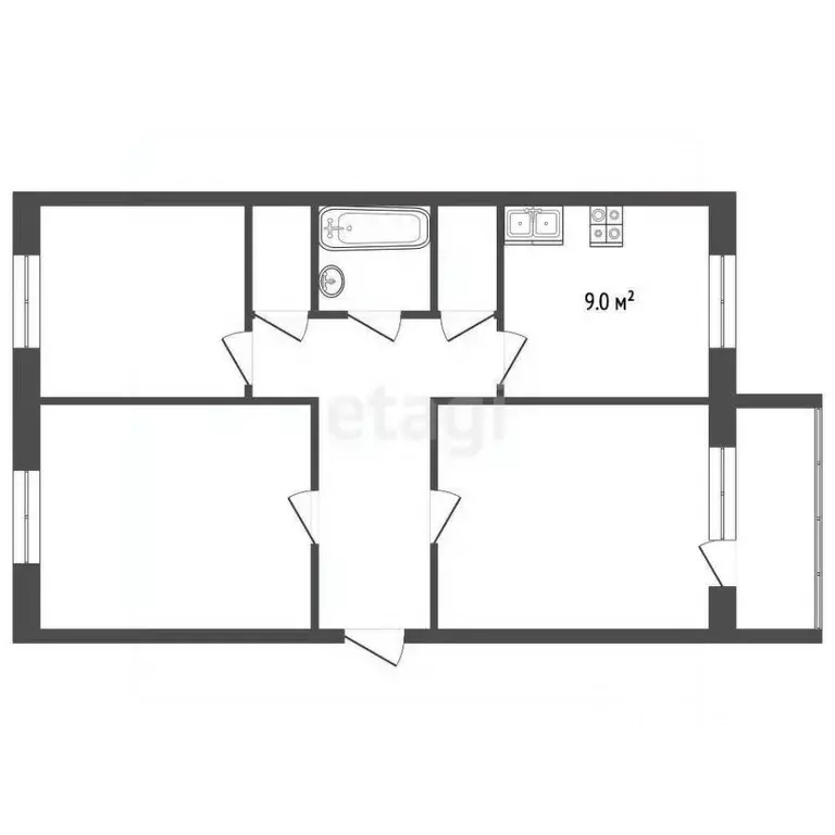 3-к кв. Саратовская область, Балашов ул. Карла Маркса, 9 (61.6 м) - Фото 2
