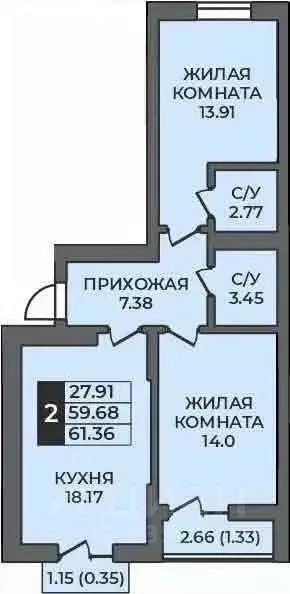 2-к кв. Оренбургская область, Оренбург ул. Ильи Глазунова, 21 (61.36 ... - Фото 0
