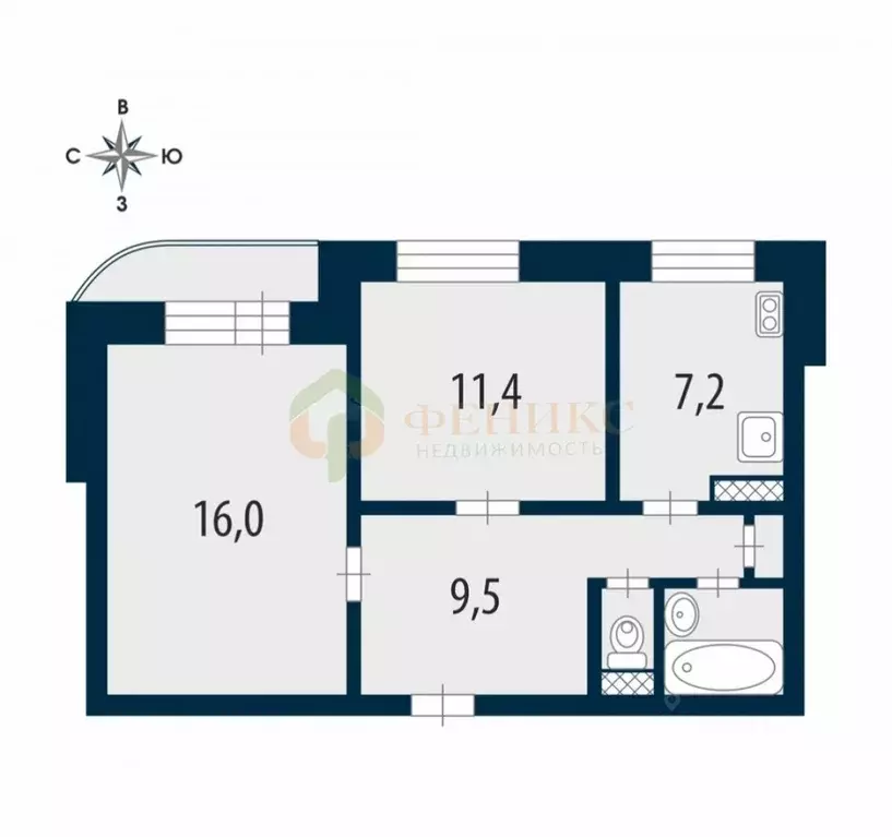 2-к кв. Санкт-Петербург ул. Кораблестроителей, 29К1 (48.0 м) - Фото 2