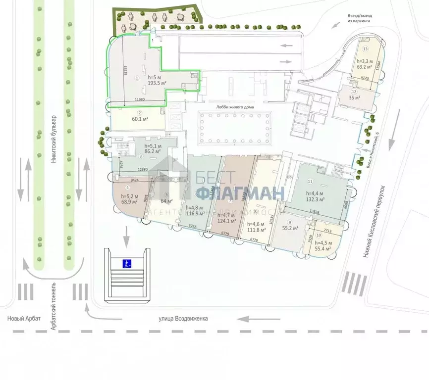 Помещение свободного назначения в Москва Никитский бул., 6/20 (194 м) - Фото 1
