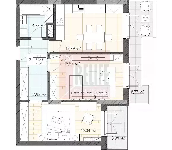 2-комнатная квартира: Светлогорск, улица Верещагина, 10 (72.2 м) - Фото 1