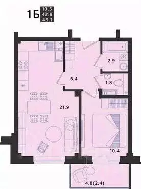 1-к кв. Псковская область, Псковский район, Завеличенская волость, д. ... - Фото 1