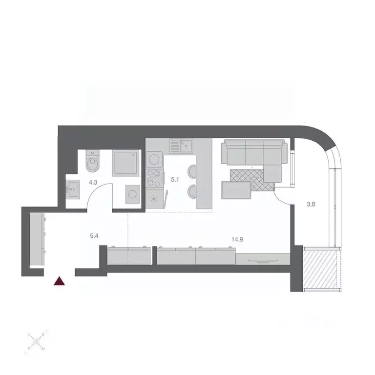 Студия Новосибирская область, Новосибирск Беринг жилой квартал,  ... - Фото 2