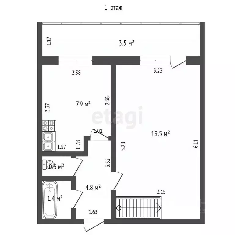 3-к кв. Башкортостан, Стерлитамак ул. Худайбердина, 139 (70.1 м) - Фото 2