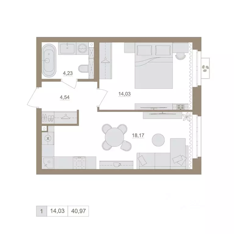 1-к кв. Башкортостан, Уфа бул. Яркий (40.97 м) - Фото 0