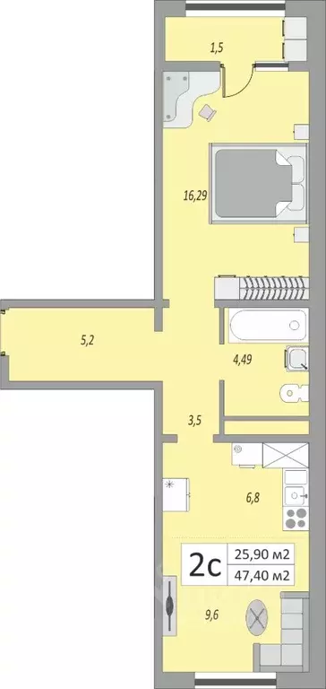 2-к кв. Оренбургская область, Оренбург ул. Юркина, 6 (47.4 м) - Фото 0