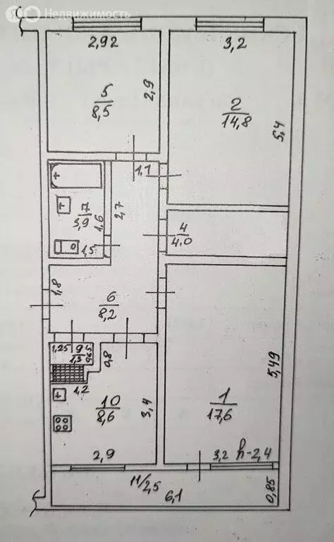 3-комнатная квартира: станица Калининская, Заречная улица, 4 (64 м) - Фото 2
