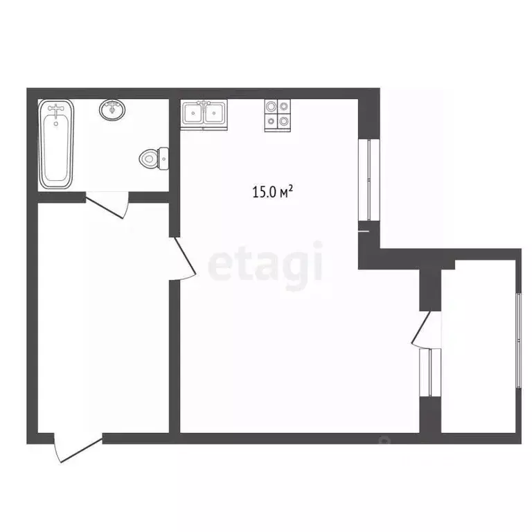 Студия Ханты-Мансийский АО, Нягань Киевская ул., 9 (33.2 м) - Фото 0