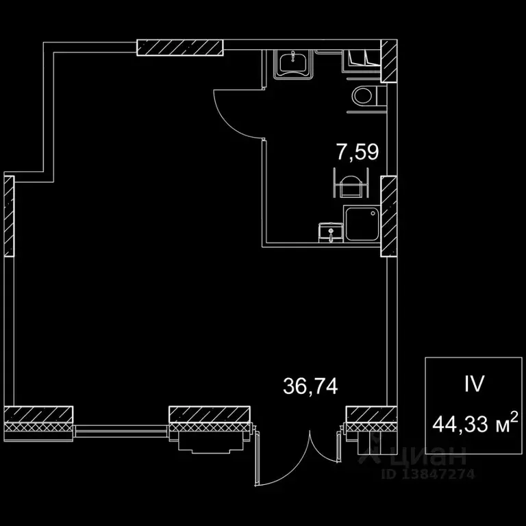 Торговая площадь в Москва 2-й Хорошевский проезд, 7С8 (44 м) - Фото 1
