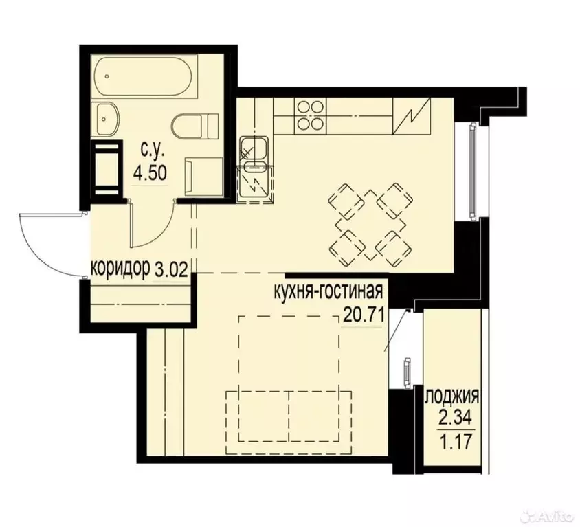 Продаётся квартира-студия, 30.57 м - Фото 0