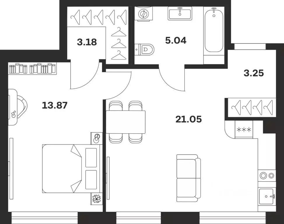 1-к кв. Тульская область, Тула Парк Патриот жилой комплекс (46.39 м) - Фото 1