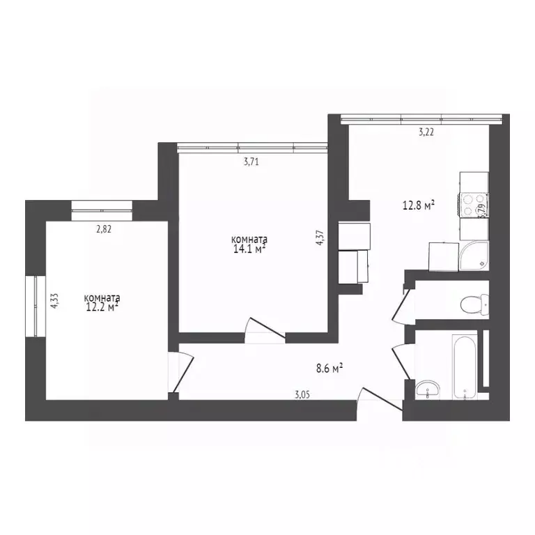 2-к кв. Ставропольский край, Ставрополь ул. Пирогова, 5Ак4 (58.0 м) - Фото 2