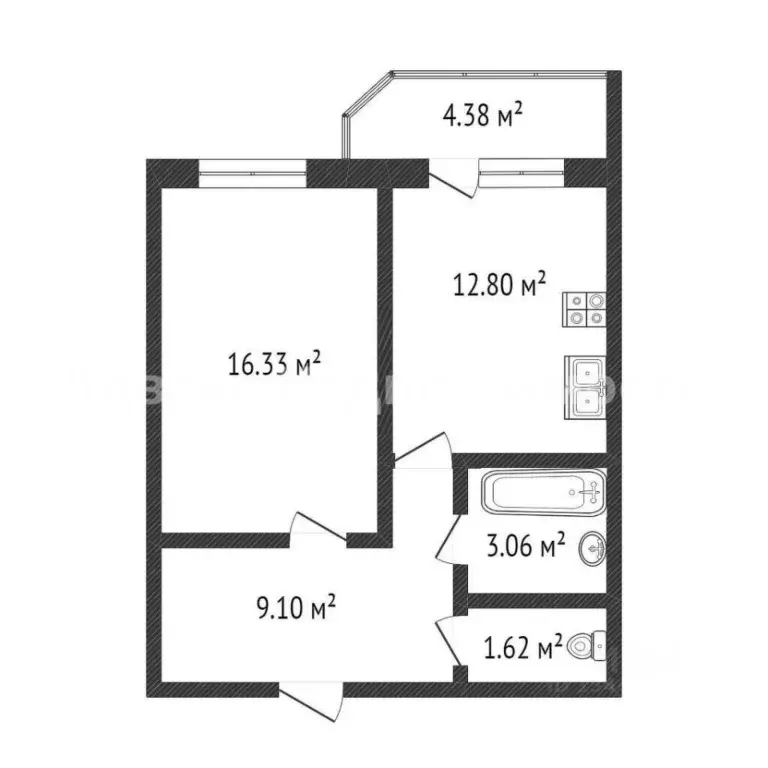 1-к кв. Тюменская область, Тюмень ул. Мельникайте, 138а (42.3 м) - Фото 1