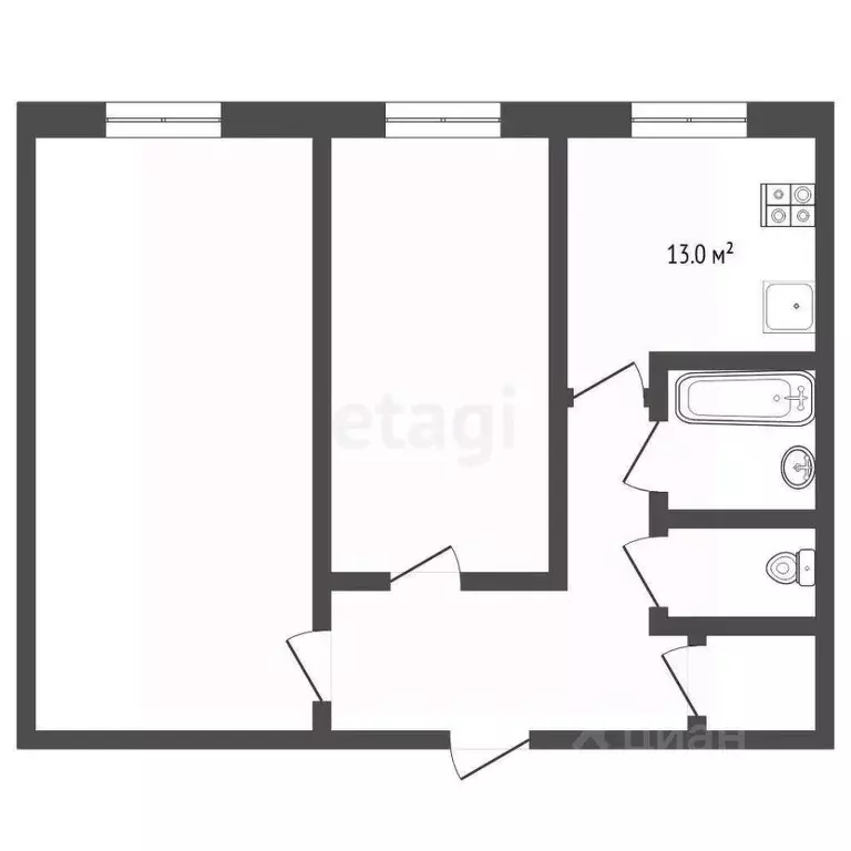 2-к кв. Тюменская область, Тюмень ул. Пермякова, 2а (44.6 м) - Фото 2