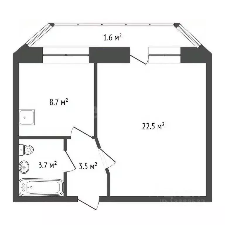 1-к кв. Красноярский край, Красноярск просп. 60 лет Образования СССР, ... - Фото 2