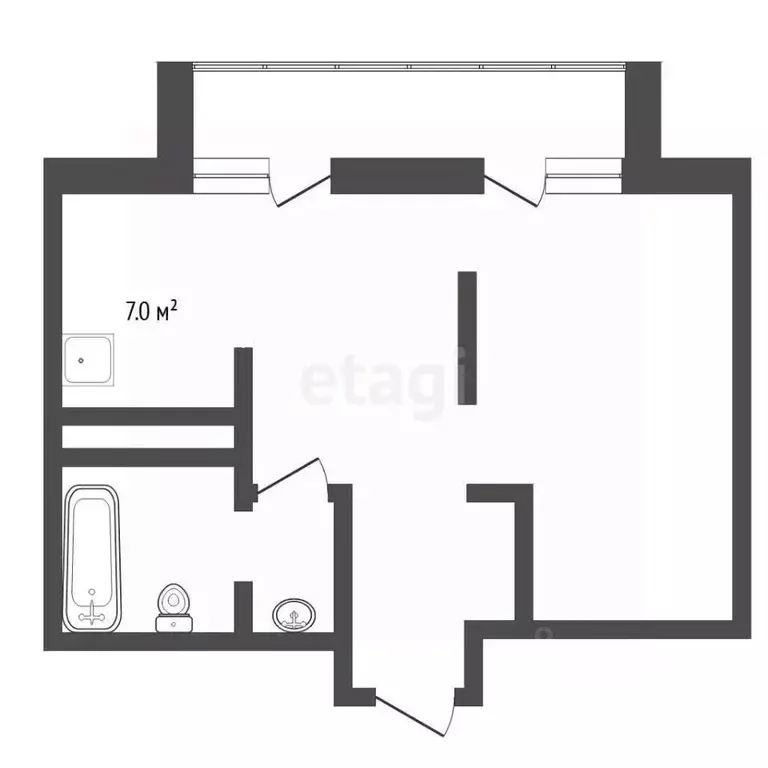 Студия Тюменская область, Тюмень ул. Ю.-Р.Г. Эрвье, 24к1 (29.3 м) - Фото 2