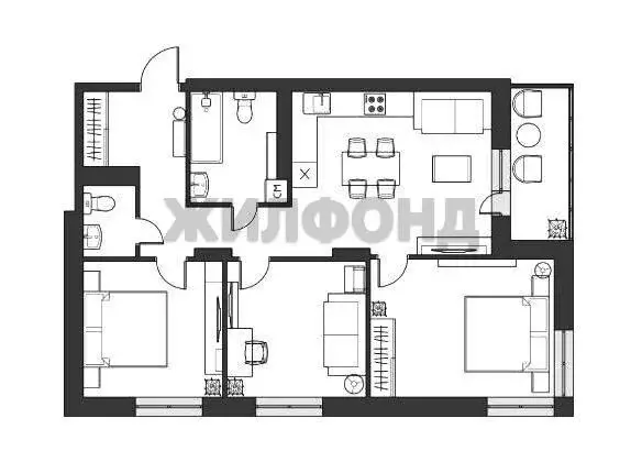Квартира, 3 комнаты, 74.51 м - Фото 2