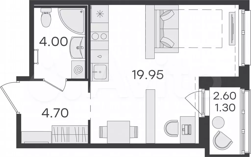 Квартира-студия, 30 м, 10/15 эт. - Фото 0