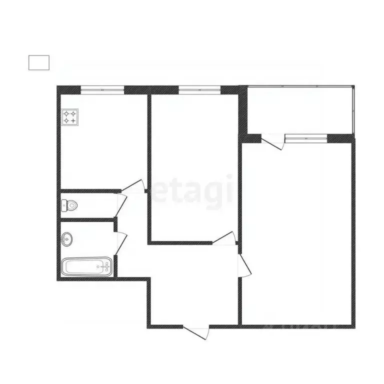 2-к кв. Хабаровский край, Комсомольск-на-Амуре ул. Гагарина, 8 (43.0 ... - Фото 2