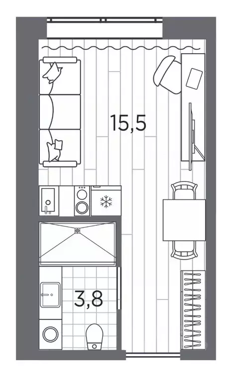 Студия Санкт-Петербург просп. Стачек, 62Е (19.3 м) - Фото 0