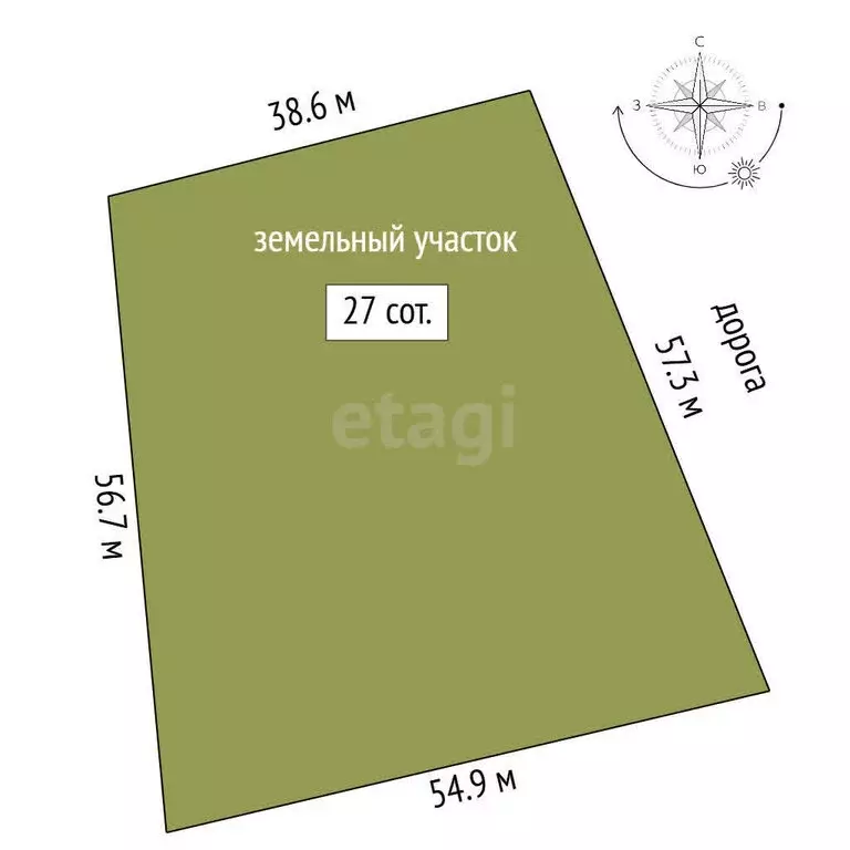 Участок в село Малая Зоркальцева, Советская улица (27 м) - Фото 1