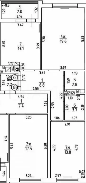 2-к. квартира, 64 м, 8/9 эт. - Фото 1