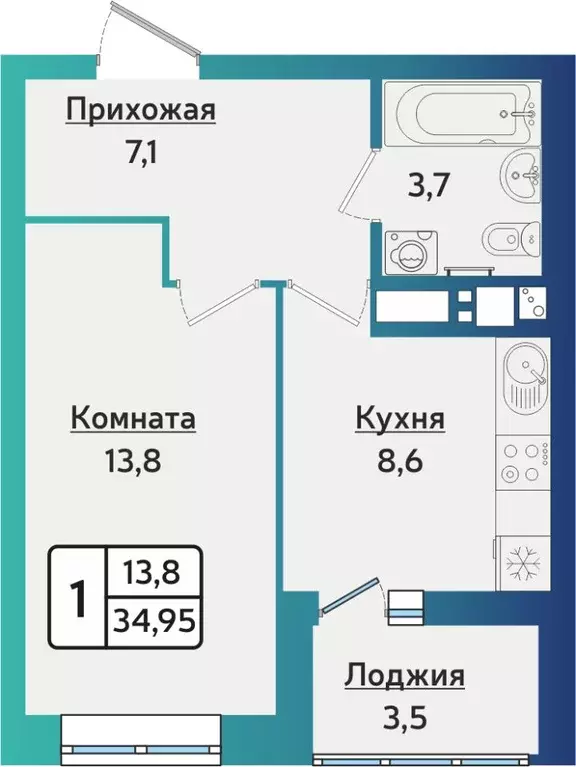 1-к кв. Удмуртия, Ижевск ул. 40 лет Победы, 121 (35.0 м) - Фото 0