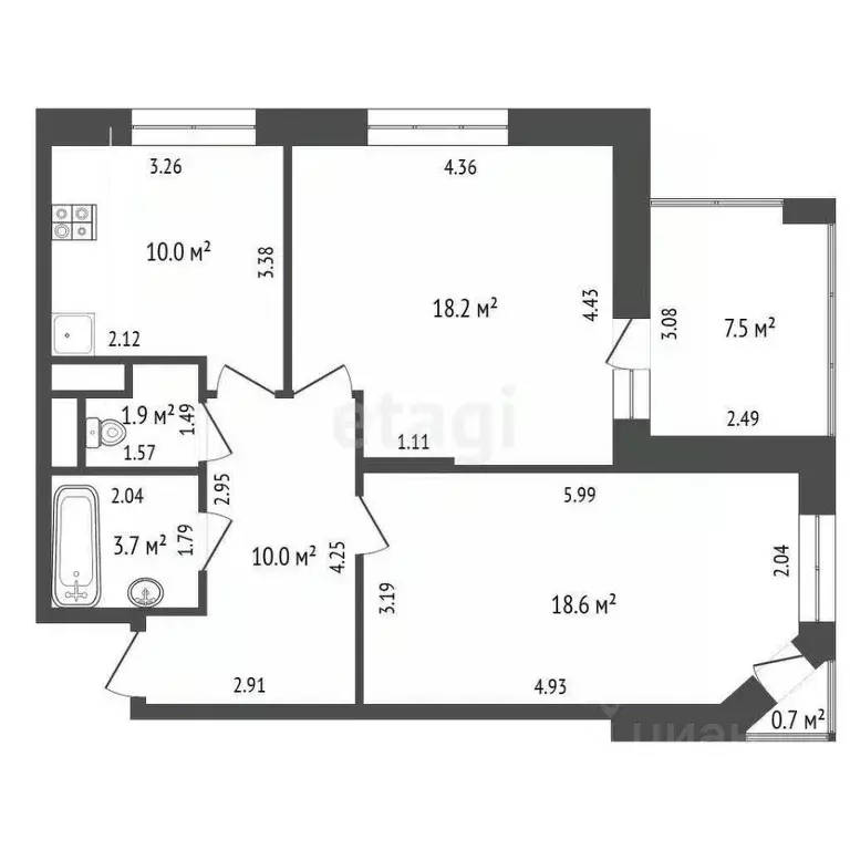 2-к кв. Московская область, Люберцы Новая ул., 9 (62.7 м) - Фото 1