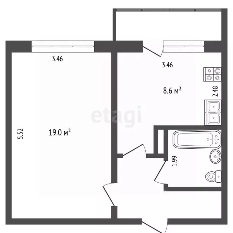 1-к кв. Мордовия, Саранск Солнечная ул., 19/1 (37.6 м) - Фото 2