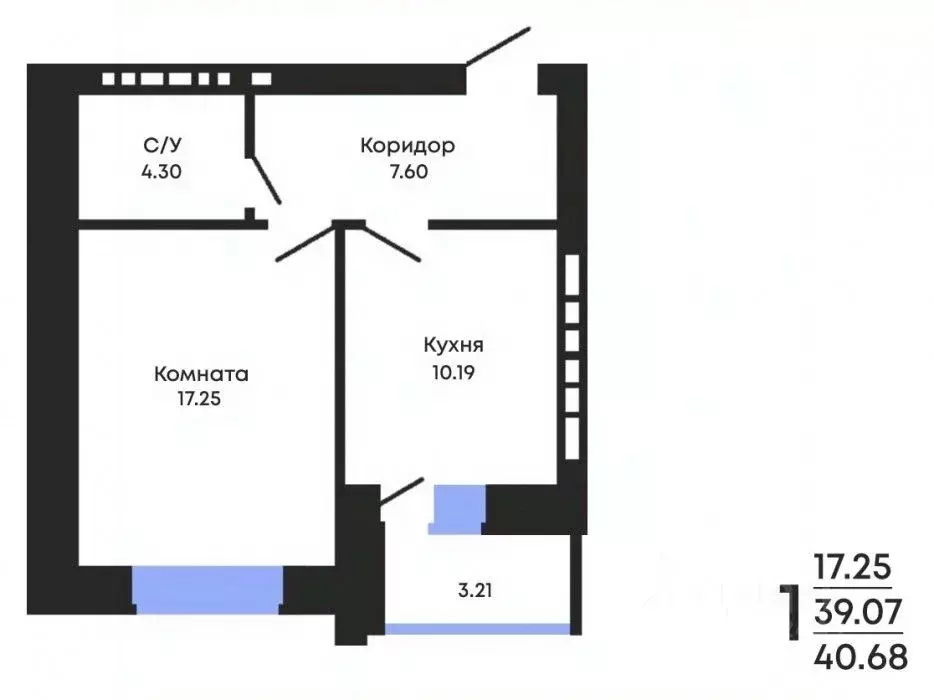 1-к кв. Воронежская область, Воронеж ул. Курчатова, 26Б (40.68 м) - Фото 0