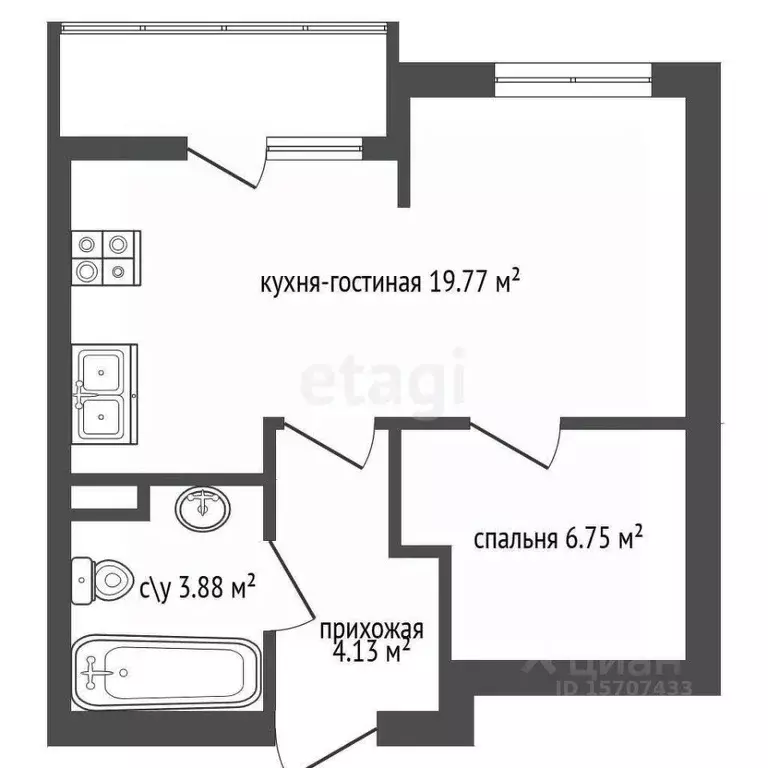 1-к кв. Санкт-Петербург Студенческая ул., 24к1 (34.9 м) - Фото 1