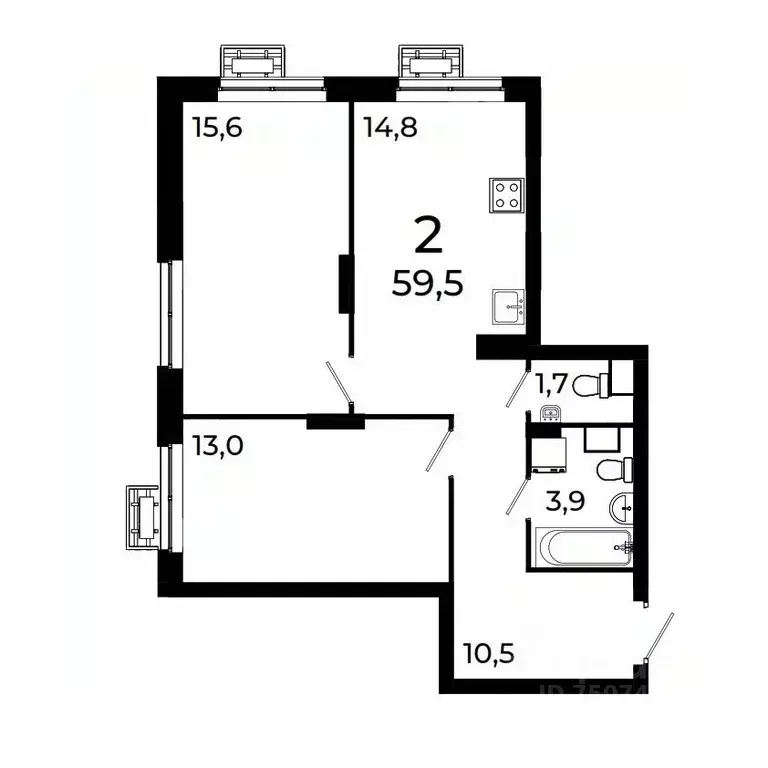 2-к кв. Нижегородская область, Нижний Новгород ул. Коперника, 15 (59.3 ... - Фото 1