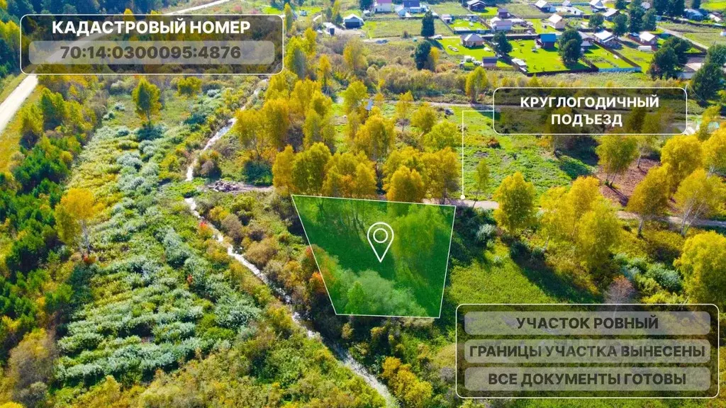 Участок в Томская область, Томский район, с. Коларово ул. Удачная, 23 ... - Фото 1