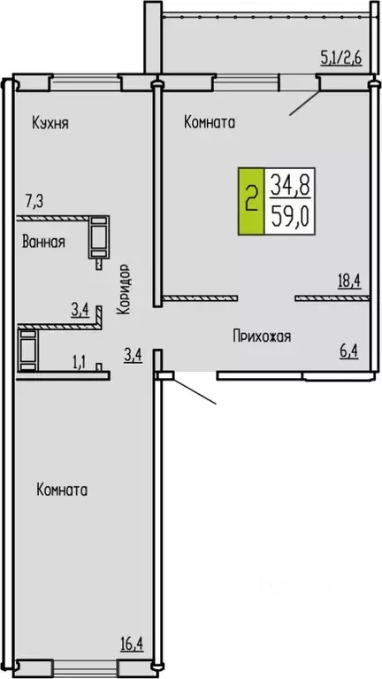 2-к кв. Курганская область, Курган ул. Карбышева, 52 (59.0 м) - Фото 0