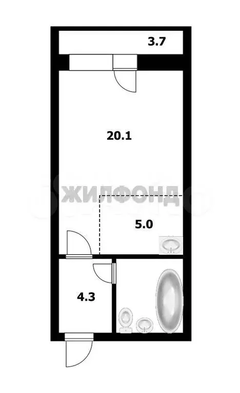 Квартира-студия, 34,3 м, 8/17 эт. - Фото 0