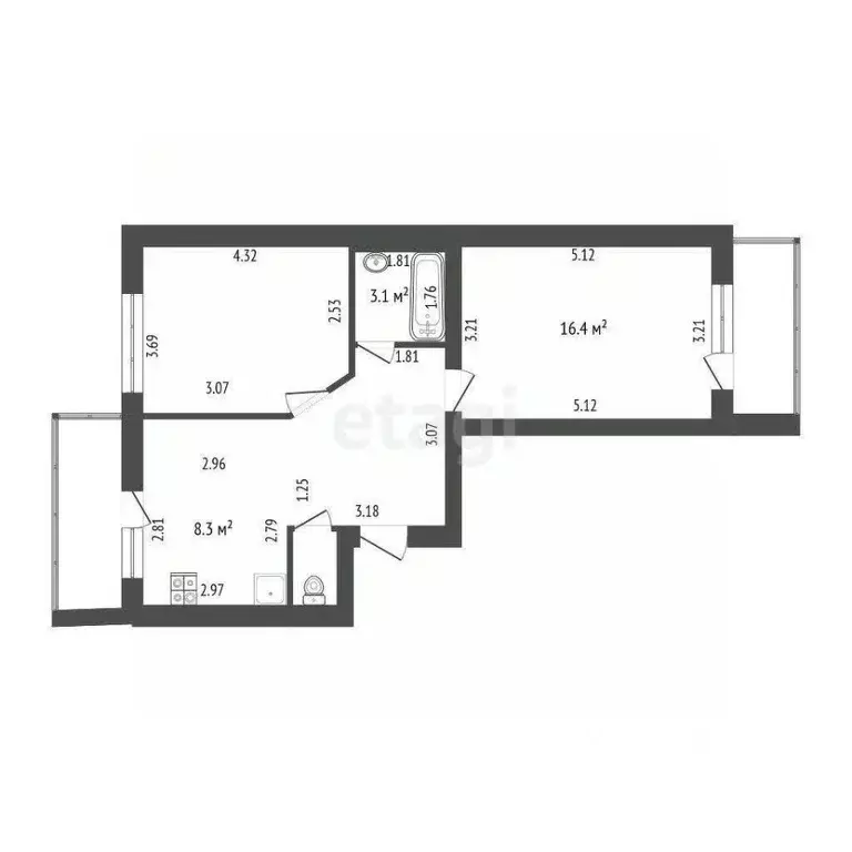 2-к кв. Мордовия, Саранск ул. Гагарина, 96/1 (53.9 м) - Фото 1